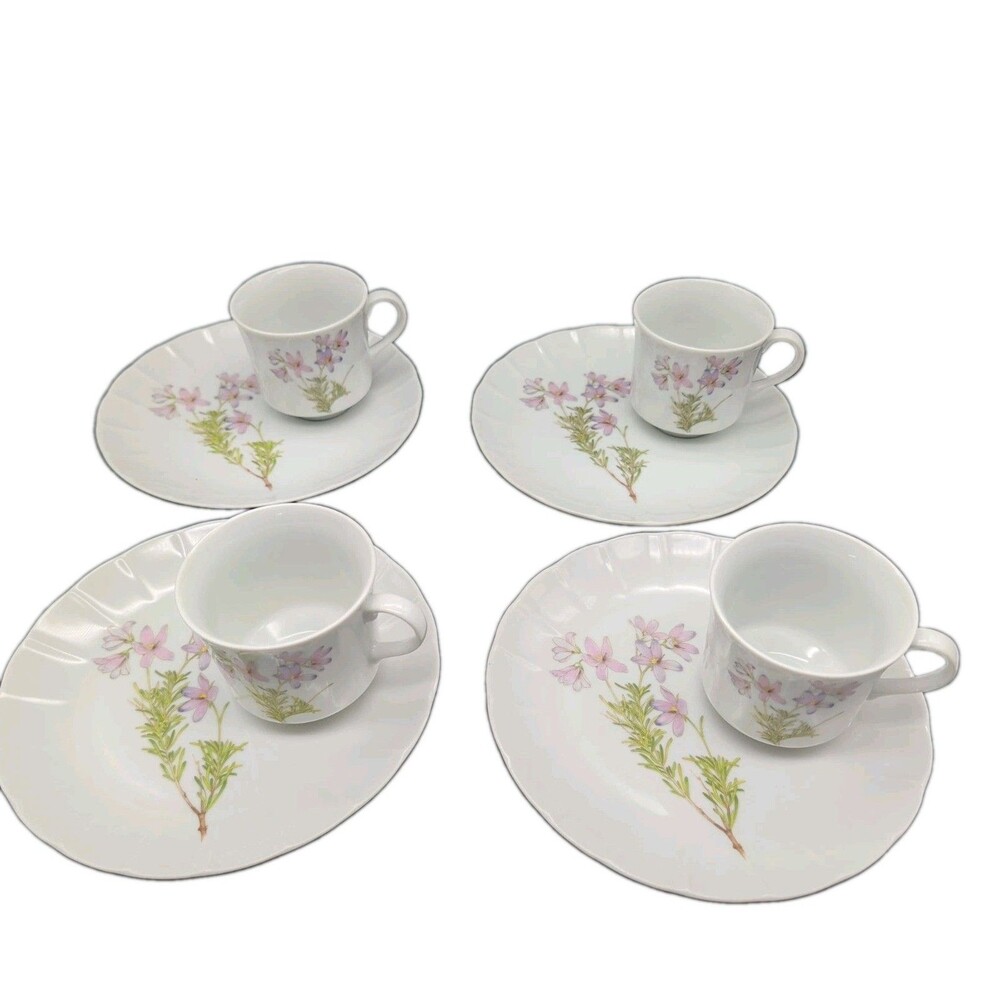 Toscany Collection Lima Luncheon Plate With Mug 8 Piece Pink Lavender Floral